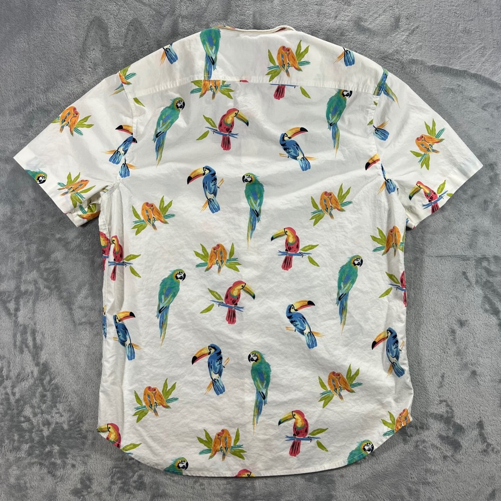 CHUBBIES Button Down Shirt Mens Small White Parrot Toucan Tropical - Picture 3 of 16